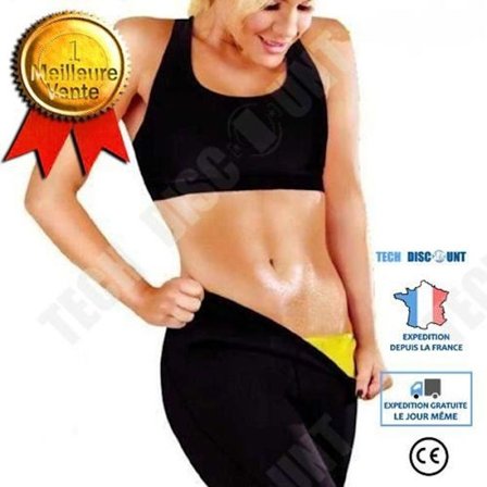 Sportleggings - Svettning - Neopren Svart och Gul - Bekväm - Fitness - Dam