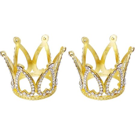 2 st Krona Tårtdekorationer Födelsedag Bröllopstårta Mini Kronprydnad (guld)