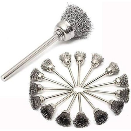 Sett med 45 stk rustfritt ståltrådbørsteboremaskin Dremel-børster roterende verktøytilbehør for rengjøring og polering