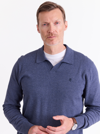 MATCH - Brage polo genser - Redford - Str. S - Herre - Gensere & Cardigans - Blå - 100% bomull