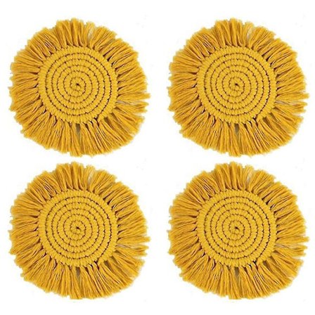 Underlag Beige Absorberende Underlagssæt Til Træbord Beskyttelse Vævet Håndlavet Indflytningsgave