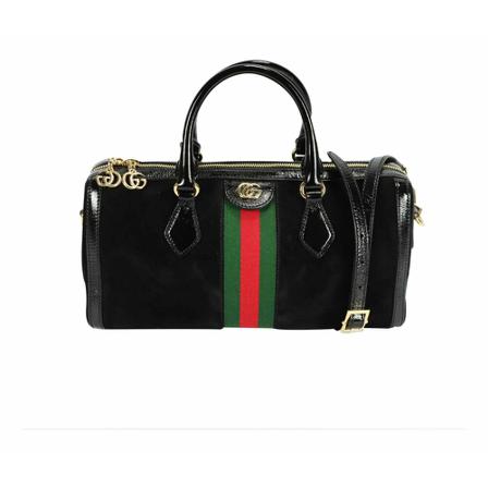 Gucci Vintage, Pre-owned Ophidia Boston Bag Medium Suede Zwart, Dames, Maat:ONE Size