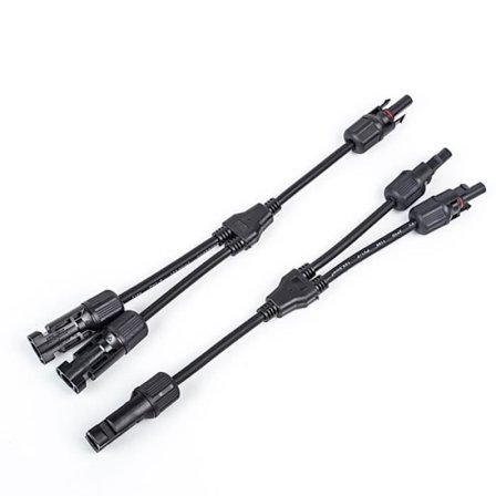 (Sort) Par kabler til "Y" solcelle stik (1 til 2 grene) - MC4 vandtæt solcelle stik