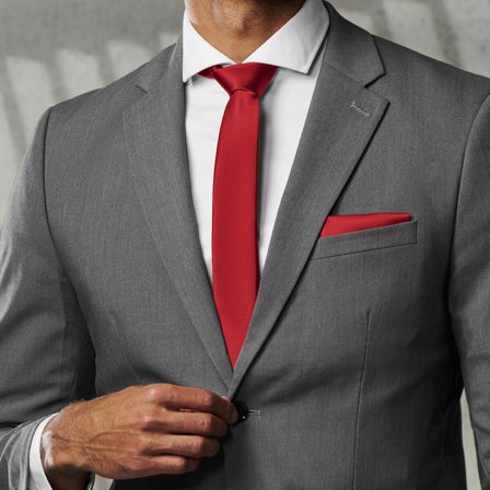 Cravată simplă roșie 6 mm pentru bărbați - Cravate înguste