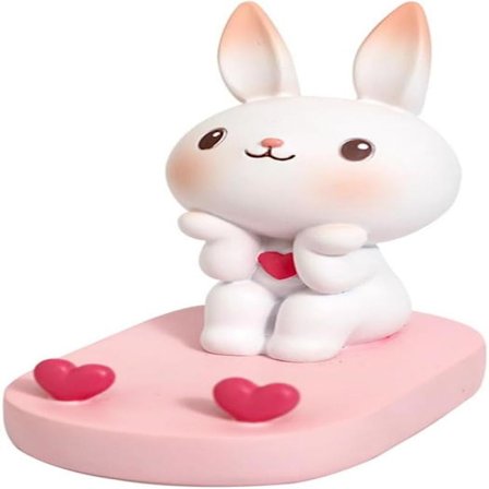 Kompatibel med iPhone Tecknad Kanin Telefonstativ: Söt Kaninhjärta Telefonhållare Skrivbordsdekor för Universell Mobiltelefon Surfplatta