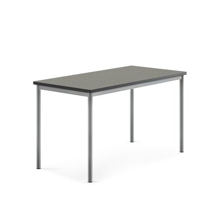 Desk SONITUS, 1400x700x760 mm, dark grey linoleum, alu grey