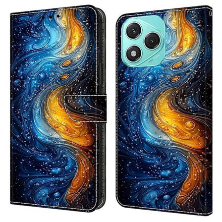 For Honor 400 Lite 5G Lærveske Mønstertrykk Lommebok Stativ Flip Telefondeksel