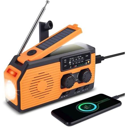 Krankradio med batteri nødudstyr, 5000mah bærbar solcelleradio Dynamo Powerbank Am Fm Wb Med lommelygte Læselys Sos Alarm Waterpro