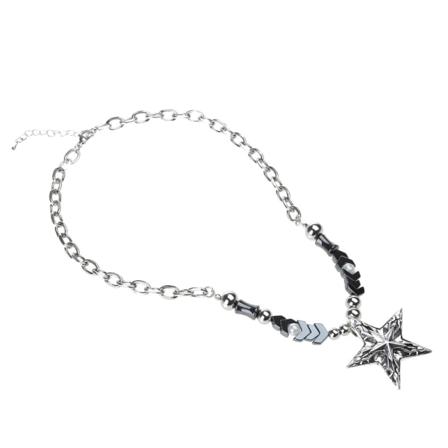 Romantisk halskjede Stjerneanheng Perlehalskjede Y2K smykker Mote Chunky Chain Clavicle Chain Dusk Dame Party-Decor