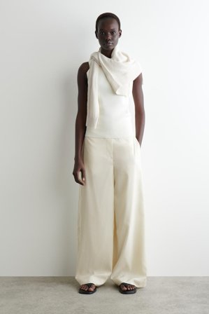 COS Women's Elasticated Wide-Leg Trousers in White