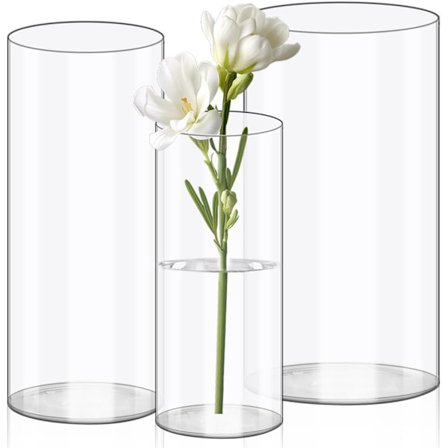Stk. Klare Akryl Blomstervaser - Plast Cylinder Vase til Blomsterarrangementer, Bryllupsdekorationer, DIY Håndværk (20 x 10cm og 25 x 12cm og 25 x 