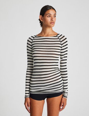 Gai+Lisva Amalie L/S Sailor Wool Top - White - L