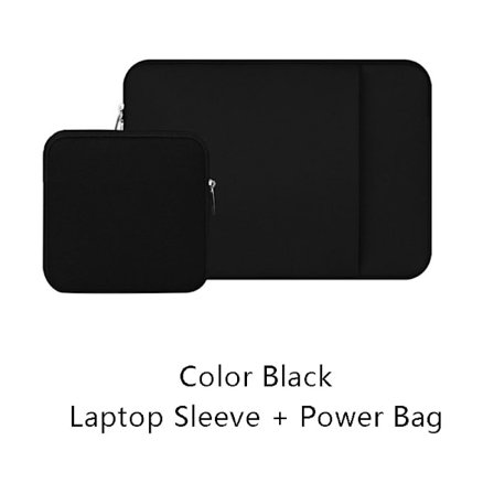 15 Tommer Laptop Sleeve Case Blød Polstret Lynlås Dækning Med Forlomme & Tilbehørspose Sort
