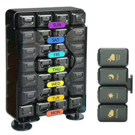 Pilledispenser Portable 28 fack & påminnelsefunktion
