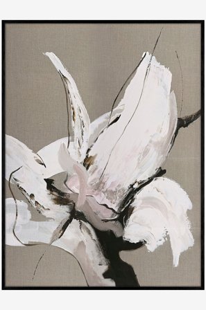 Malerifabrikken - Hørmaleri / Madaire / 90x120 Cm / sort ramme - Hvid - Billeder - 90X120 - Fra Homeroom