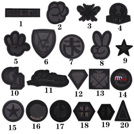 20 st strykjärnsmärken, broderade tygmärken för applicering med strykjärn eller söm A