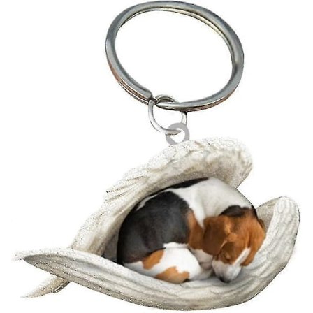 2 stk. Engel Sovende Hund Akryl Nøgleringe Vedhæng Hjem Dekoration Ornamenter Papirvarer Gaver A-FARVE: BEAGLE