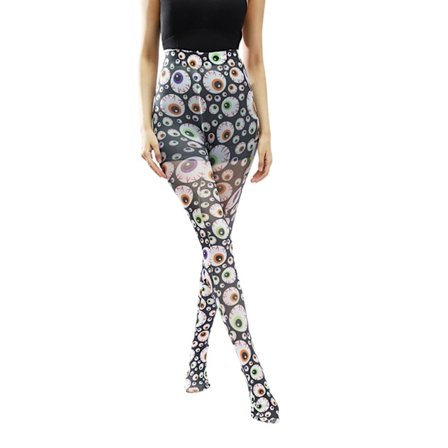 Över Knä Lår Strumpor Nyhet Strumpor Halloween Mönstrade Lår Höga strumpor