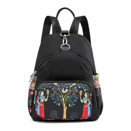 Naisten tyttöreppu olkalaukku koululaukku Pieni Multi-Pocket Bag National Mini Kevyt Under the Tree