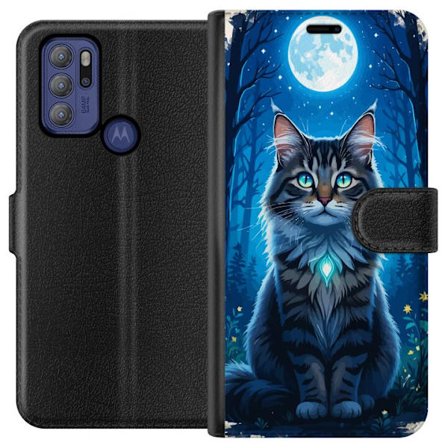 Kompatibel Tegnebogsetui til Motorola Moto G60S Katt månsken