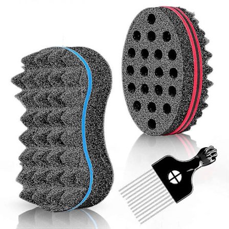 3 kpl Hiussieni -setti, kiharrusharjasieni miehille ja naisille, kierre sieni afro-kiharoille uusi