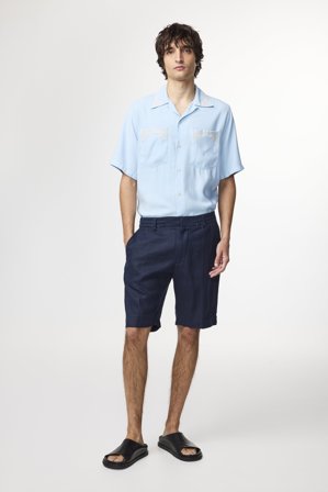 NN07 Billie 1454 Shorts male Blue Linen