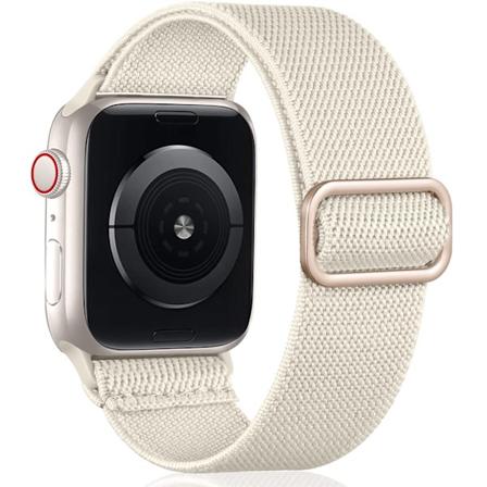 Säädettävä joustava nailonpunottu urheiluranneke iWatch SE -sarjaan 8/7/6/5/4/3/2/1, 38mm/40mm/41mm, Starlight