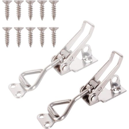 2 stk. spændelåssæt i rustfrit stål, låsbart spændelås M4 spænde hængselklips låselås til dørkasse kuffert
