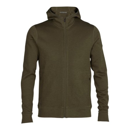 Icebreaker Men's RealFleece Merino Elemental Long Sleeve Zip Hood Jacket Men Mid layer tops Green L