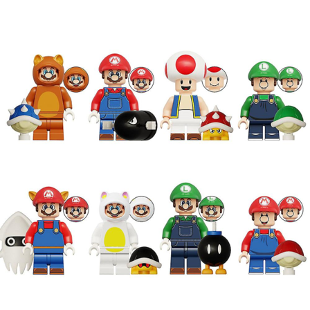 8 stk./sett Super Mario Minifigurer Monterte Byggeklosser Leker Minifigur Samleobjekter Barn Bursdagsgave Dekorasjon