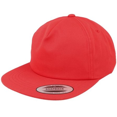 Yupoong - Röd snapback Keps - Unstructured 5-panel Red Snapback @ Hatstore