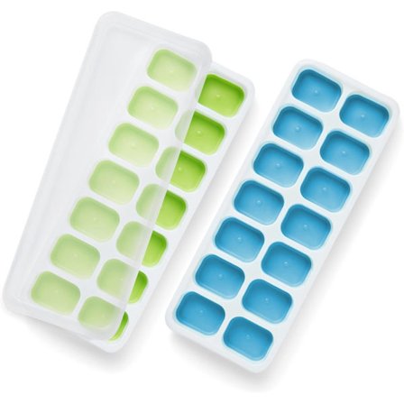 2-pakning Isbitbrett med sølesikre avtakbare lokk, lett å fjerne silikon, egnet for fryser og drikke