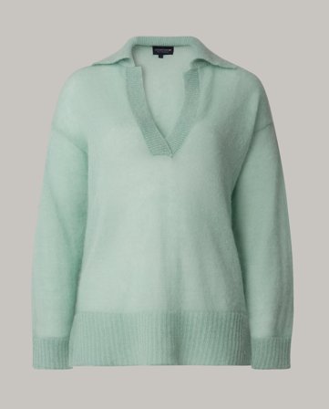 Lexington Peyton Mohair Blend Knitted Polo Sweater, Light Green
