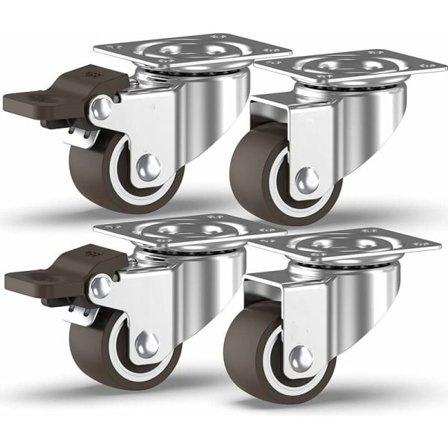 4 stk Møbelhjul, 25 mm Svingbare Hjul med Bremse Industrielt Transport