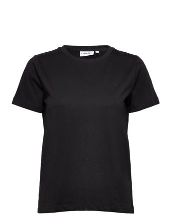 Smooth Cotton Crew Neck Tee T-shirts & Tops Short-sleeved Svart Calvin Klein