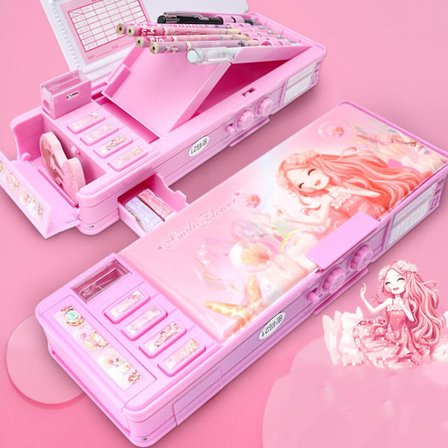 Dobbelsidig blyantboks med 6-hulls utkast blyantspor for tenåringer studenter jenter barn