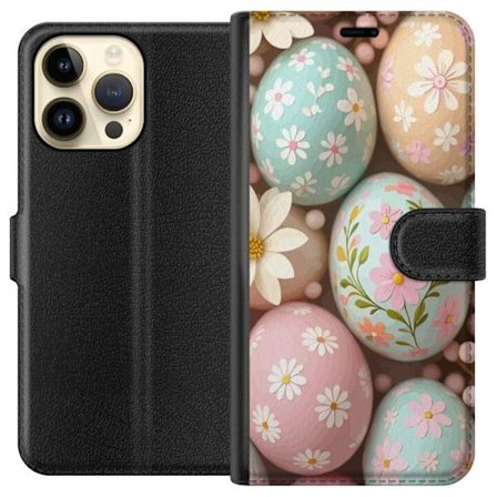 Kompatibelt Lommeboketui til Apple iPhone 14 Pro Max Pastellfargede påskeegg med håndmalte blomster og vårfølelse i en myk dekorativ sammensetning
