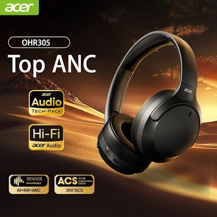 Acer OHR305 ANC Trådlösa Hörlurar Head Tracking 3D Spatial Audio -42dB ANC Bluetooth 5.4 HIFI Headset ENC HD Mic Låg Latens