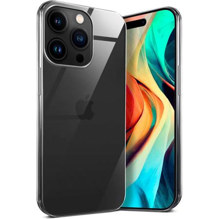 IC-etui kompatibelt med Apple iPhone 15 Pro Max – silikondeksel, helt transparent, gjennomsiktig mobiltelefonbeskyttelsesetui