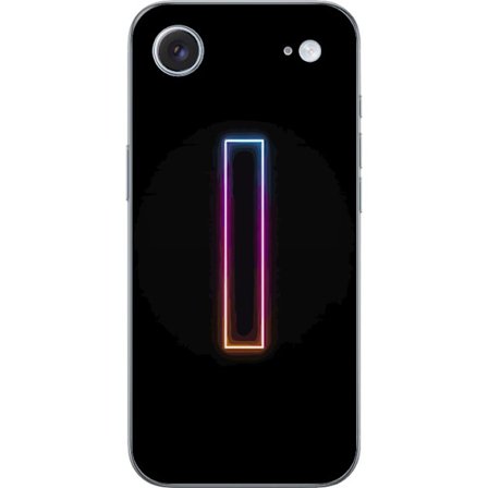 Kompatibel Mobilcover til Apple Apple iPhone 17 Air Minimalistisk neonbogstav I i regnbuefarver mod mørk baggrund