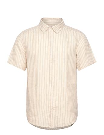 Kris Linen Ss Shirt Tops Shirts Short-sleeved Cream Les Deux