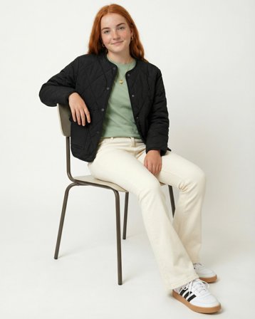 Kids ONLY KOGROSALINA QUILTED JACKET VD OTW Zwart Jassen Meisjes - Kids Brand Store