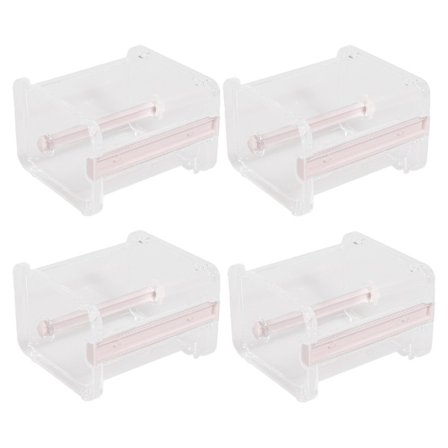 4-pak Transparent Synlig Desktop Multi Washi Maskeringsbånd Dispenser, båndskærer, rullebåndsholder
