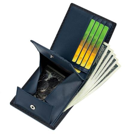 Herr Kolfiber Kort Plånbok Id Kreditkortshållare Vintage Pu Läder Bifold Fickbyte Mynt Affärsportmonnä Blue