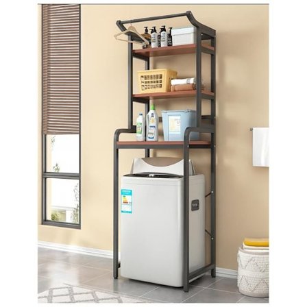 Pesukoneen ylle tarkoitettu hylly - DECONATION - Musta - 3 tasoa - K 204 x L 70 x P 60 cm - Metalli