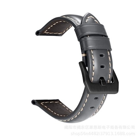 Kellon ranneke Apple Watch iWatchille, soveltuva liitäntä 42-44-45-49mm HW-Kiiltävä nahka, avaruuden harmaa-musta solki- PNH