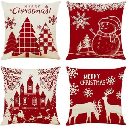 45x45 Julkuddar (Set om 4): Rensa, Snögubbe & mer