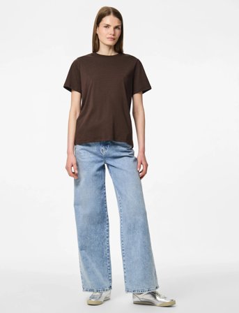 Pieces Pcria Ss Solid Tee Jrs Noos Bc - Brown - L