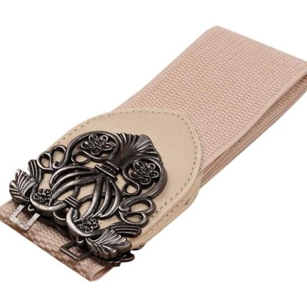 Bredt elastisk midjebelte Retrospenne midjebånd GAMMEL SØLV-BEIGE