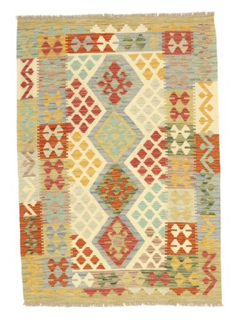 Hand Woven Kilim Afghan Old Style Rug 104X145 Orange/Yellow